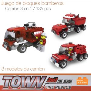 Bloques Para Armar Tipo Lego Camion Bombero 3 En 1 Niño
