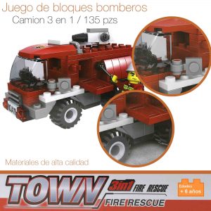 Bloques Para Armar Tipo Lego Camion Bombero 3 En 1 Niño