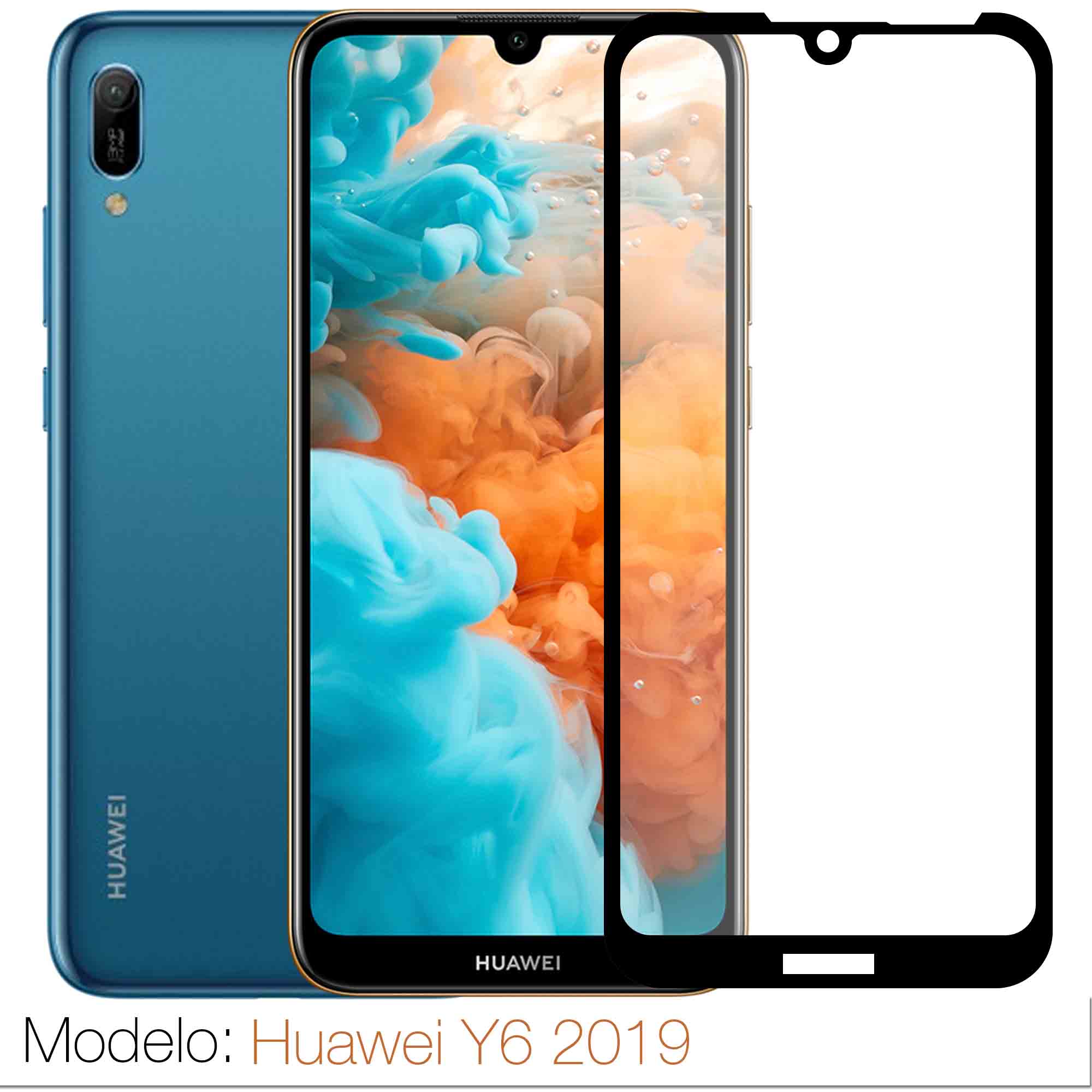 6.09" mrd-lx2 vidrio real Display Negro 2019 Vidrio de protección para Huawei y6 pro 