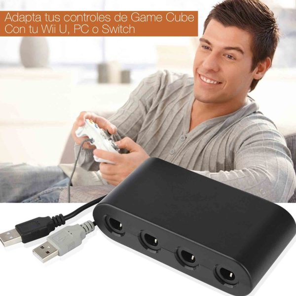 Adaptador Wii U / Pc / Switch Para Control Game Cube 4 Puertos ( Nintendo  Gc Gcn Swich Convertidor Conector Y ) + Regalo