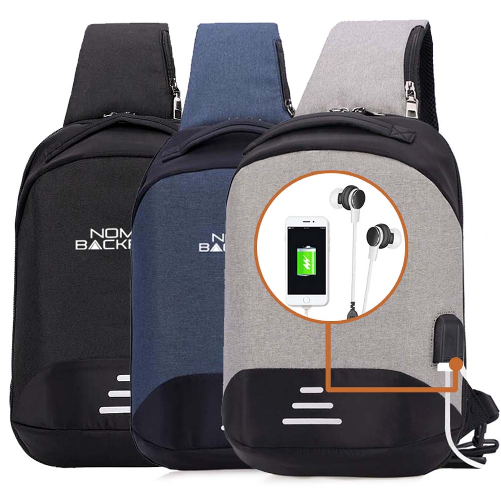 Mochila de Hombro Bandolera Impermeable Reflejante con Puertos y Carga USB BackPack – Shopeame