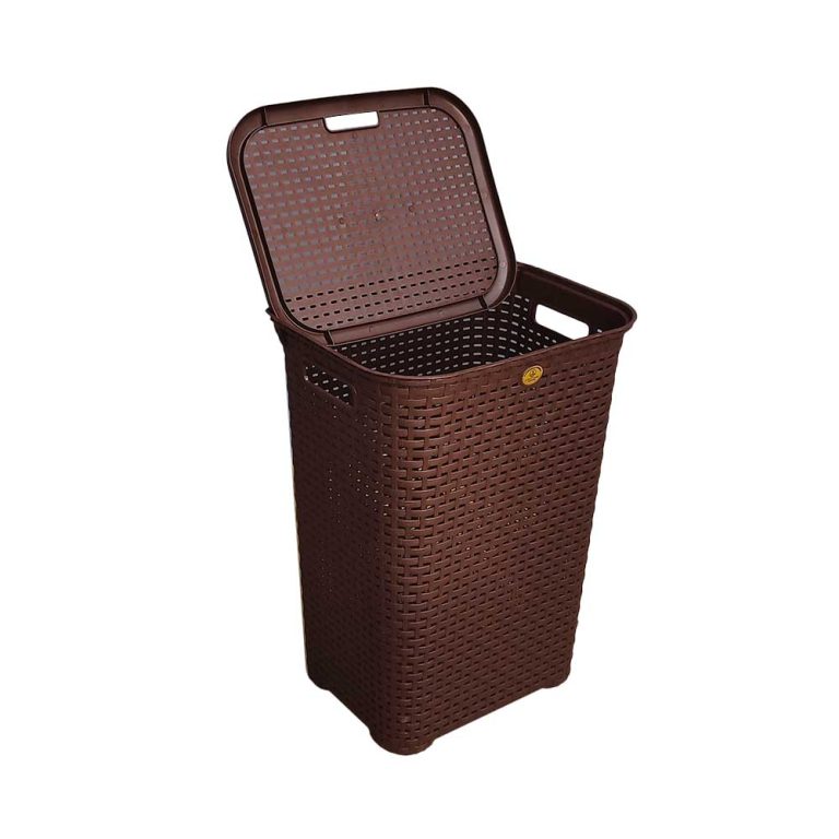 Addis Cesto Portabiancheria In Finto Rattan, 50 Litri, Colore Crema, Con Coperchio E Maniglia