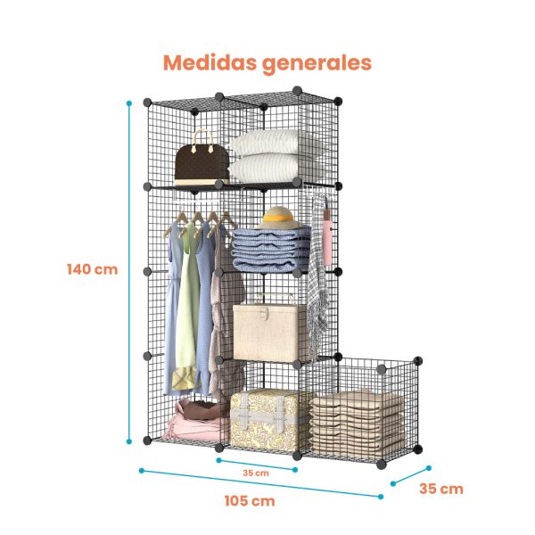 Modular alambre 7 cubos ropero Armario Minimalista Reja