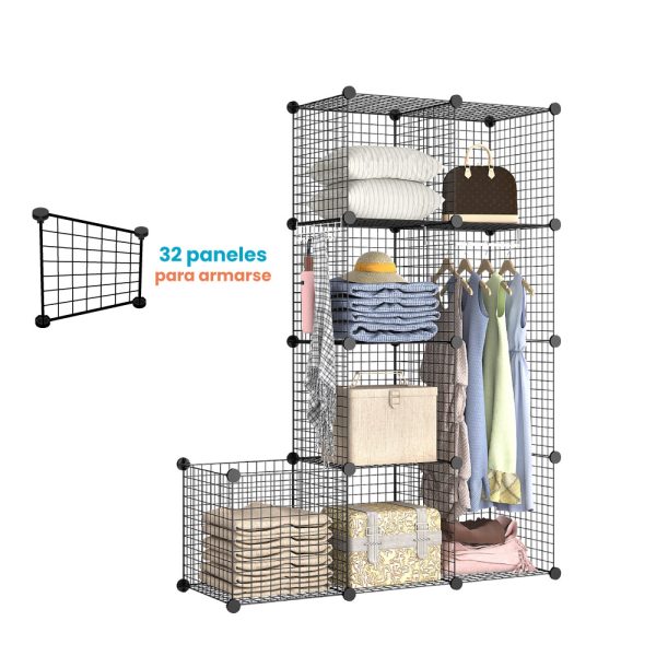 Modular alambre 7 cubos ropero Armario Minimalista Reja
