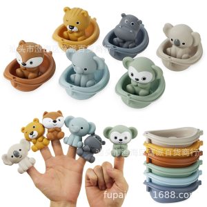 Juego de agua 3 figuras para dedos y 3 botes