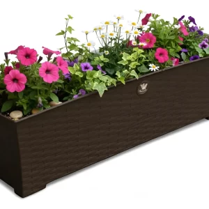 Jardinera rectangular rattan 45 litros